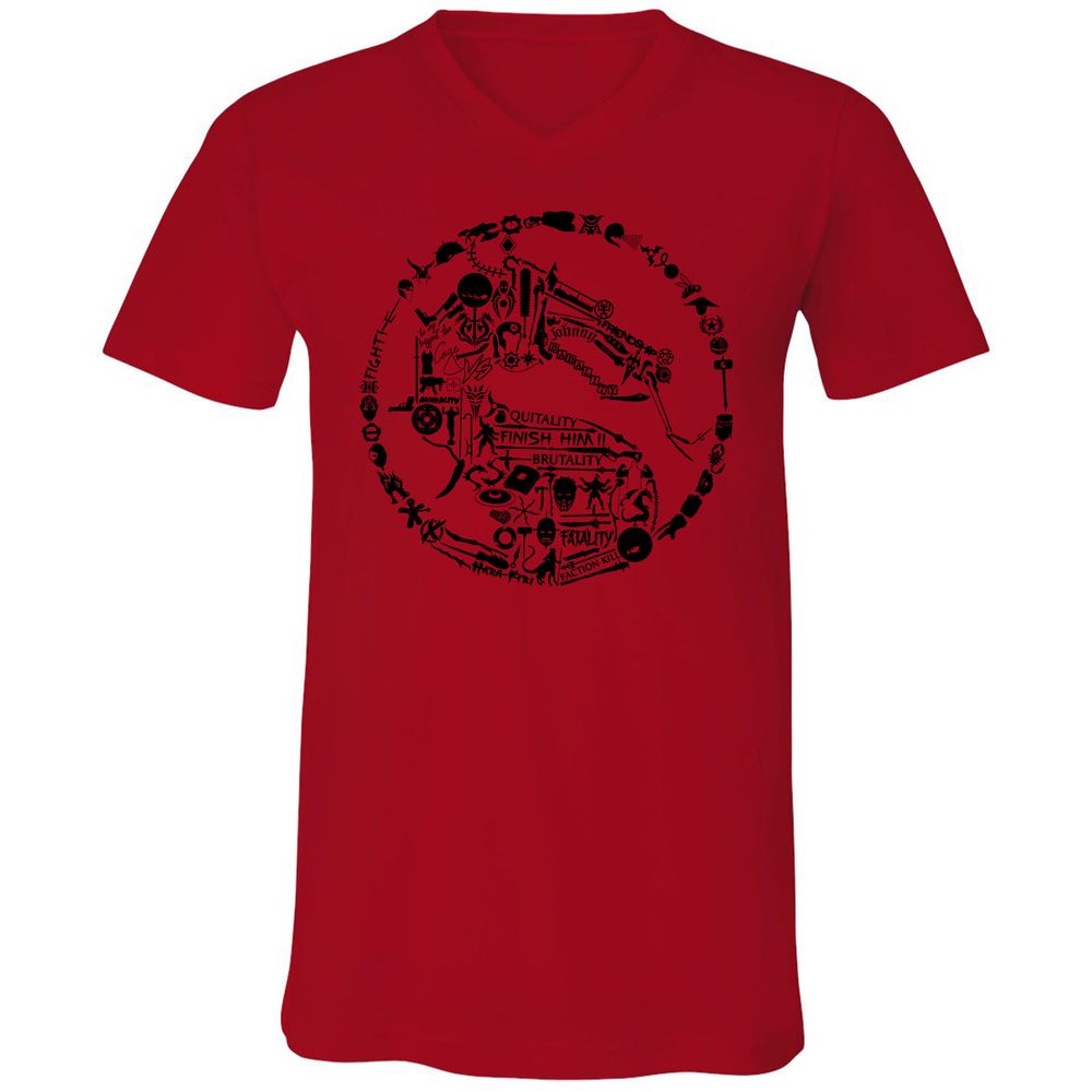 Unisex V-Neck T-Shirt - TKJLQC5X - Red - 3