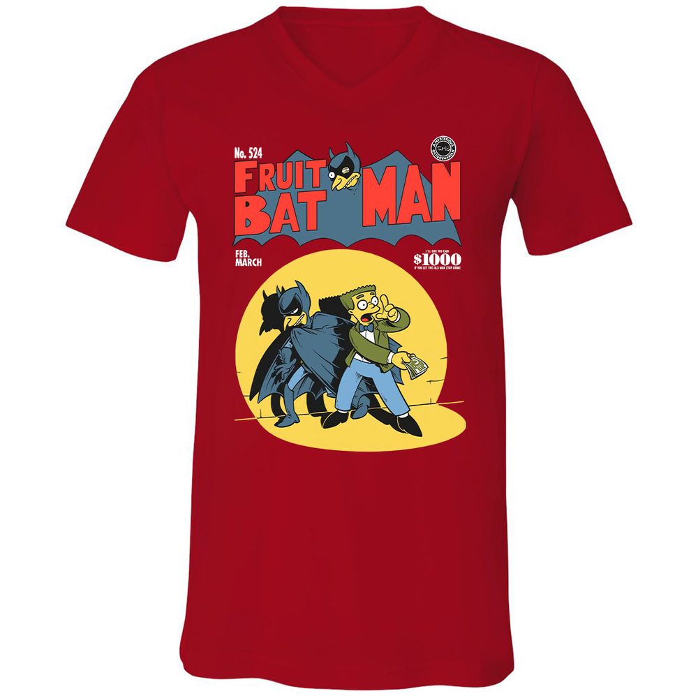 Unisex V-Neck T-Shirt - BVDYJBS7 - Red - 3