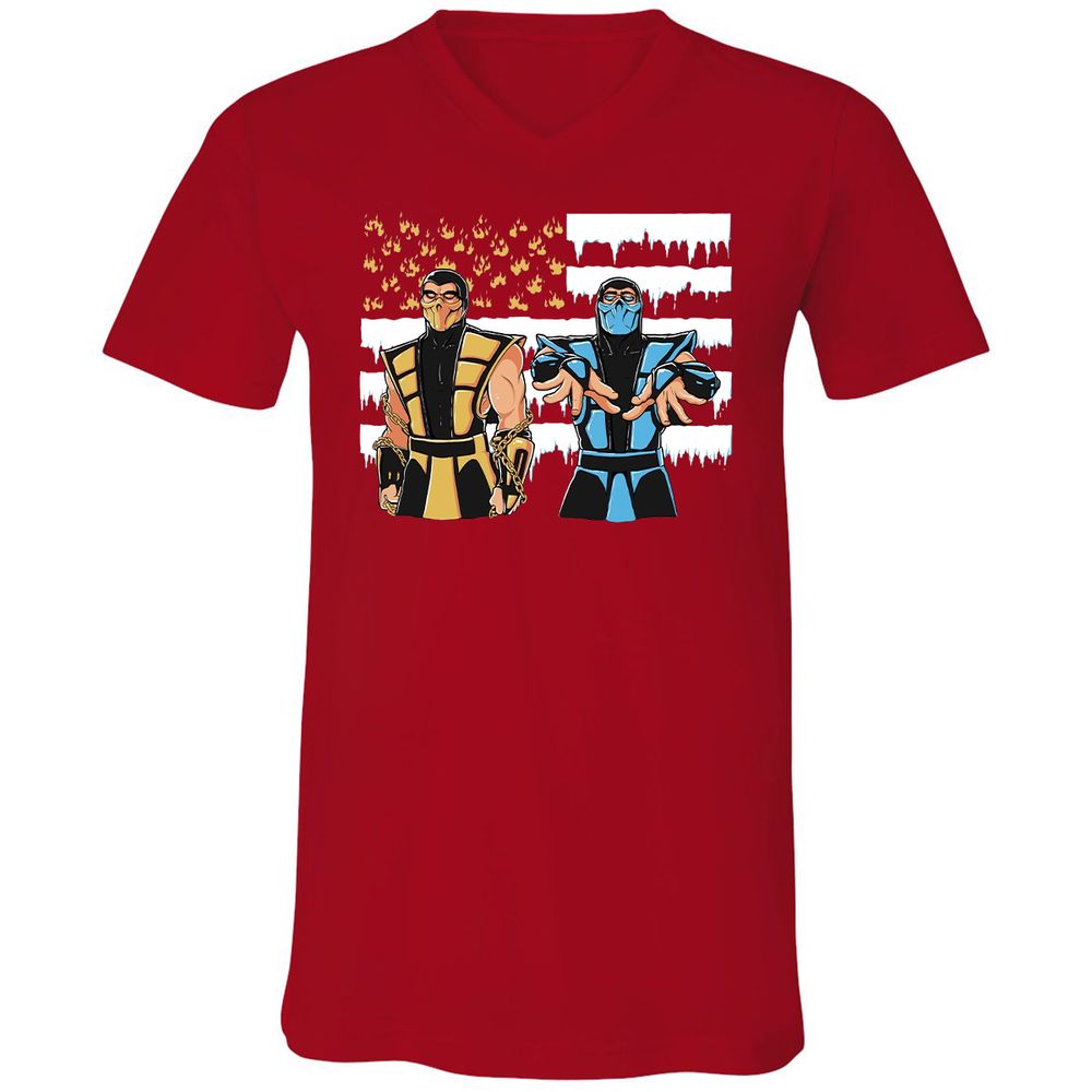 Unisex V-Neck T-Shirt - 7Y214UWY - Red - 3