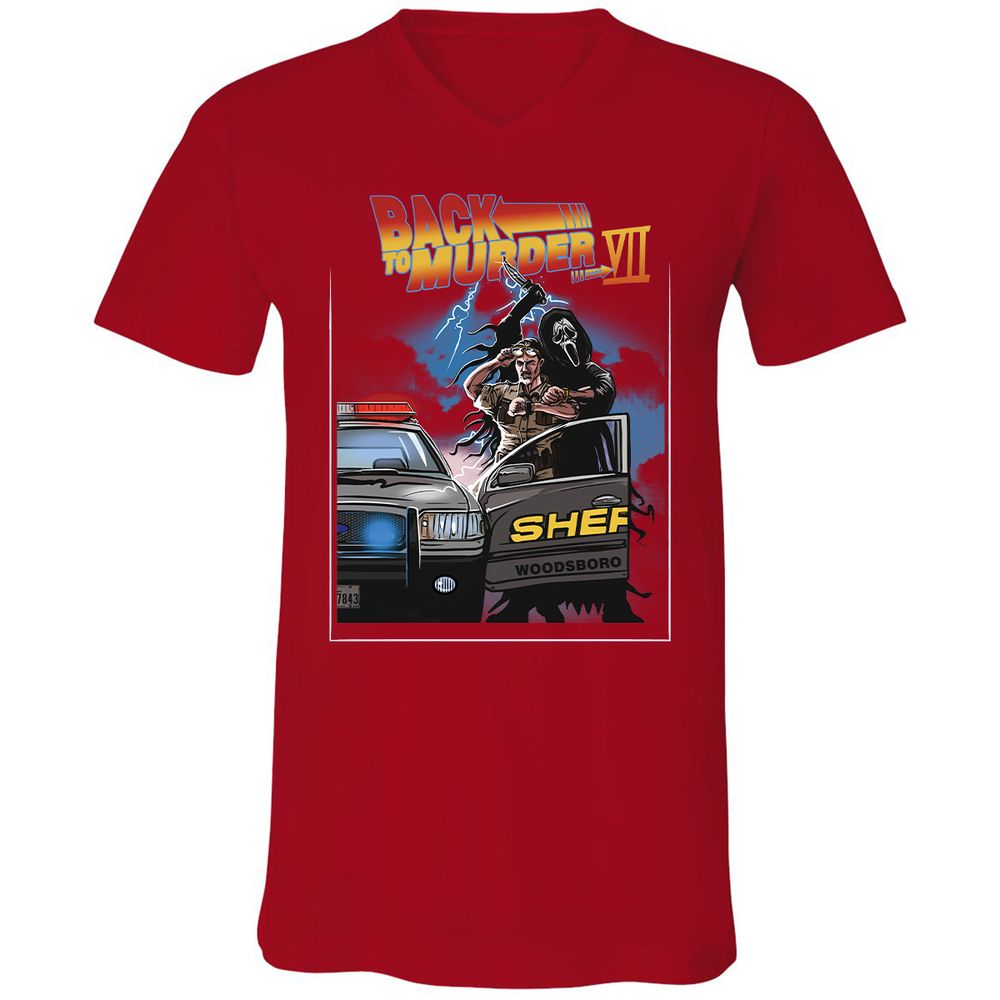 Unisex V-Neck T-Shirt - 7LE4TGQF - Red - 3