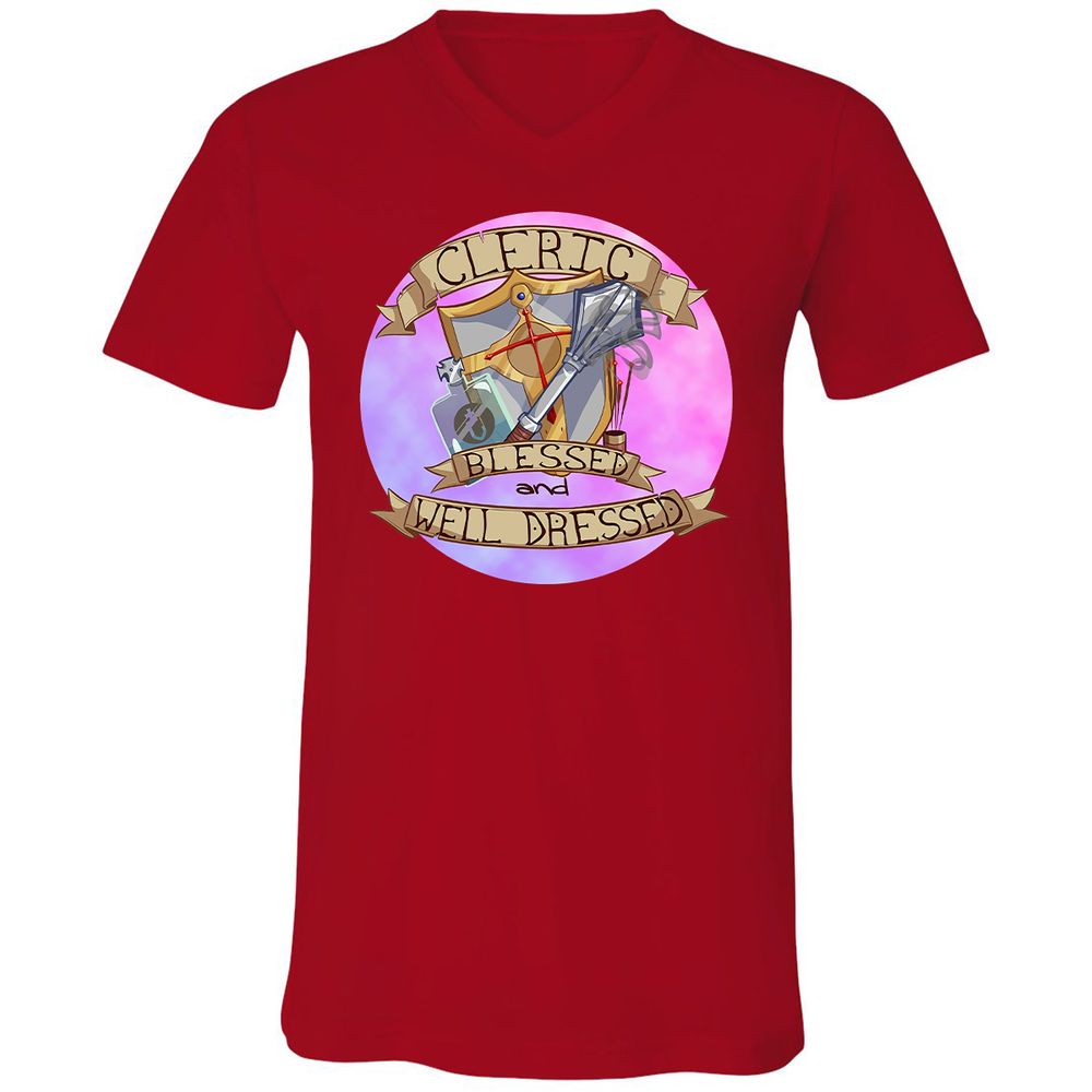 Unisex V-Neck T-Shirt - KEV3XK68 - Red - 3