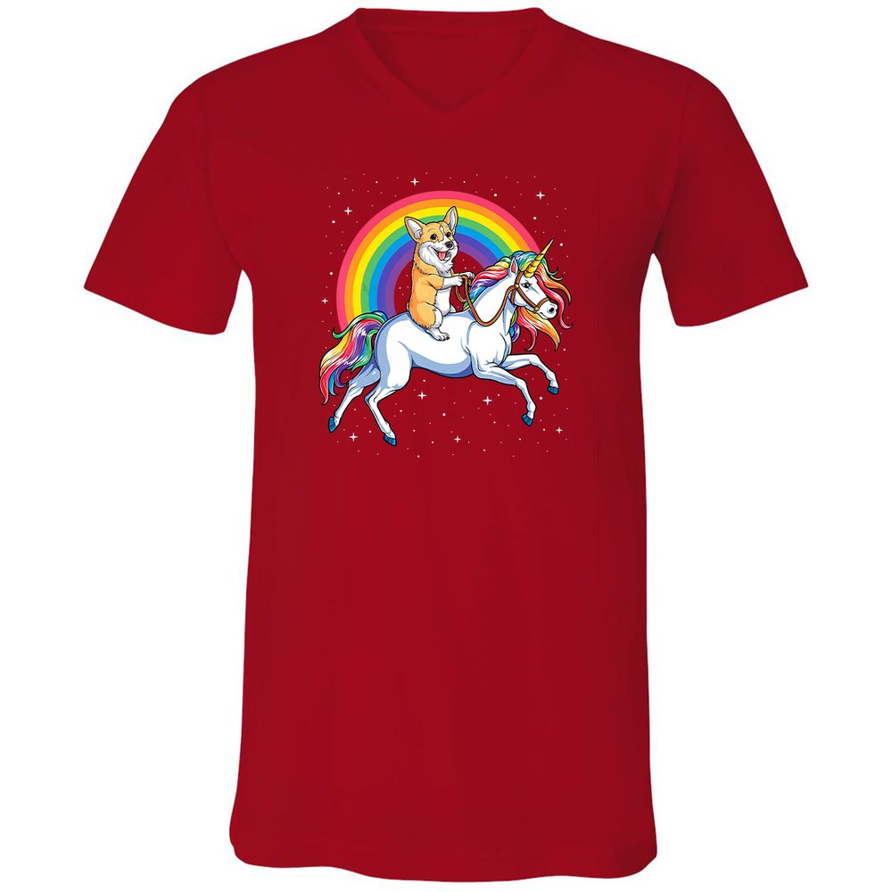 Unisex V-Neck T-Shirt - 8DJY7FKP - Red - 3