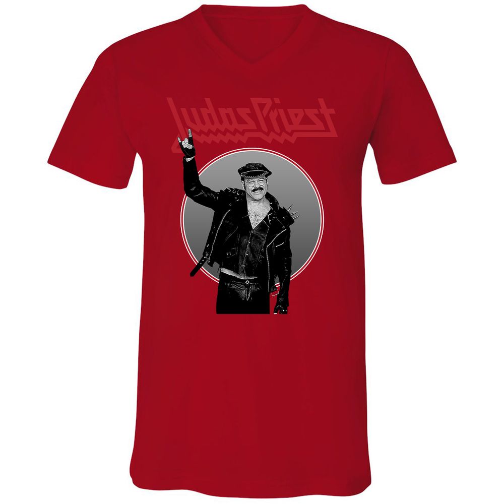 Unisex V-Neck T-Shirt - RYYBX5L7 - Red - 3