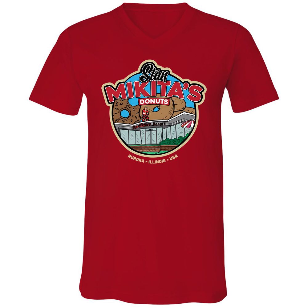 Unisex V-Neck T-Shirt - F7Z14CYV - Red - 3