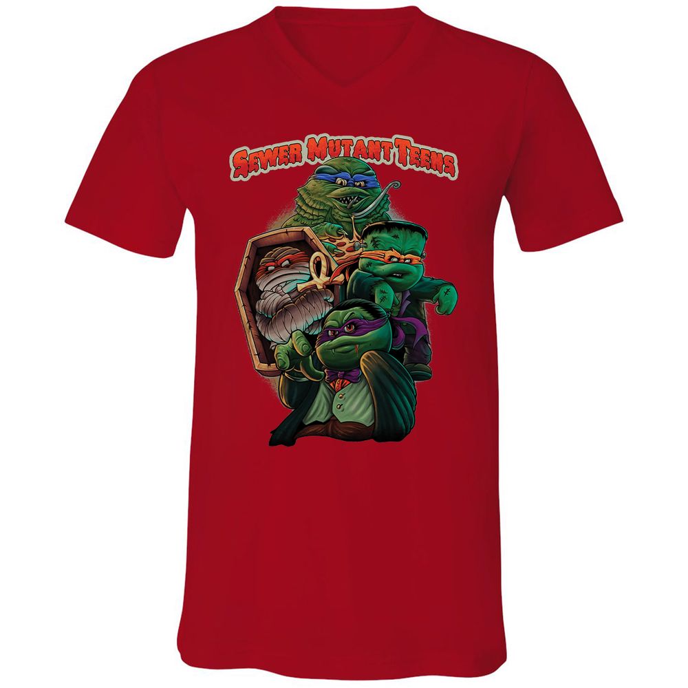 Unisex V-Neck T-Shirt - WX37A9XE - Red - 3