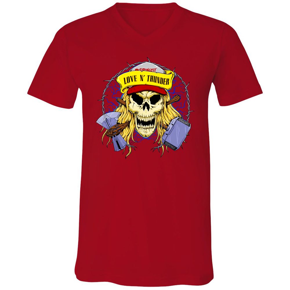 Unisex V-Neck T-Shirt - QT1H9JAL - Red - 3