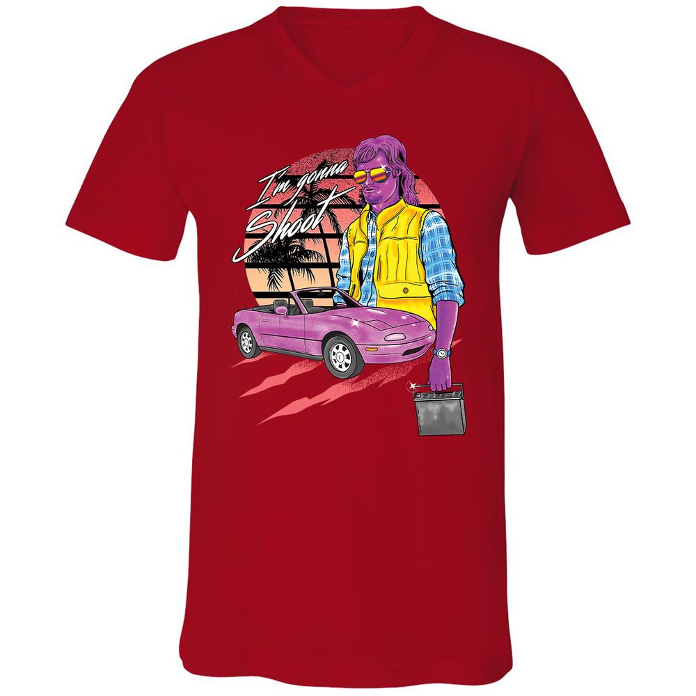 Unisex V-Neck T-Shirt - RS6WQBZ5 - Red - 3