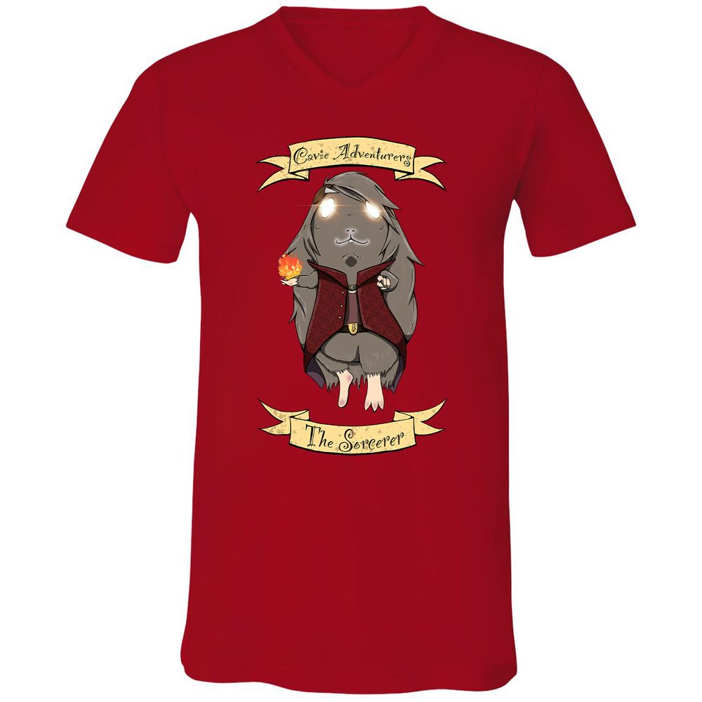 Unisex V-Neck T-Shirt - N9XC2CQV - Red - 3