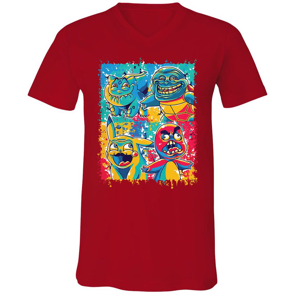 Unisex V-Neck T-Shirt - P6JLJ7FX - Red - 3