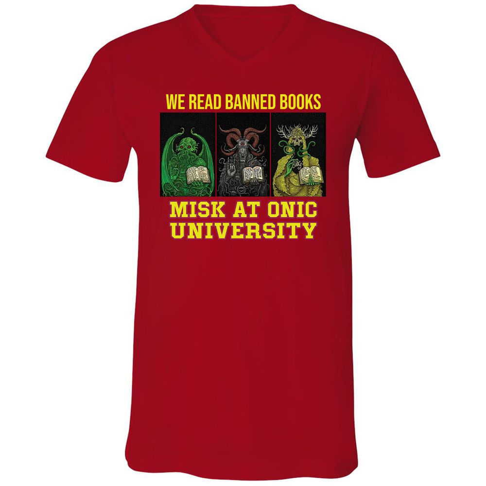 Unisex V-Neck T-Shirt - QBX7UKF6 - Red - 3