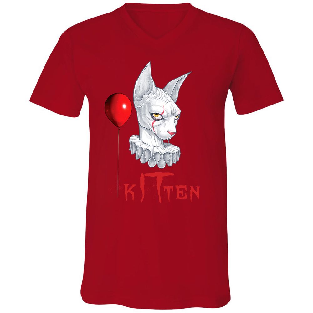 Unisex V-Neck T-Shirt - J6X42B2C - Red - 3