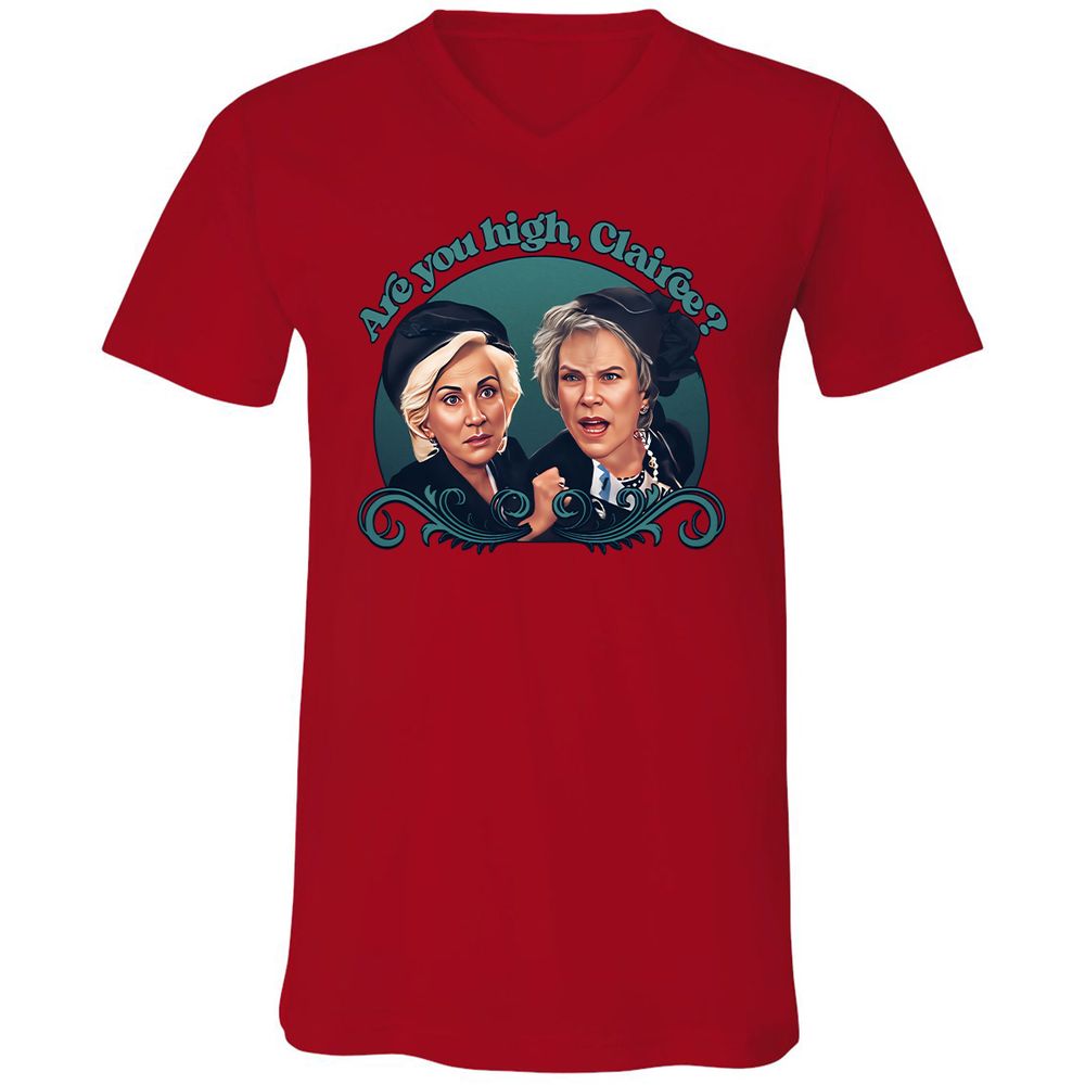 Unisex V-Neck T-Shirt - Q7DRMYXD - Red - 3