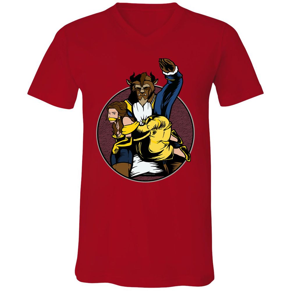Unisex V-Neck T-Shirt - 41B8CMJA - Red - 3