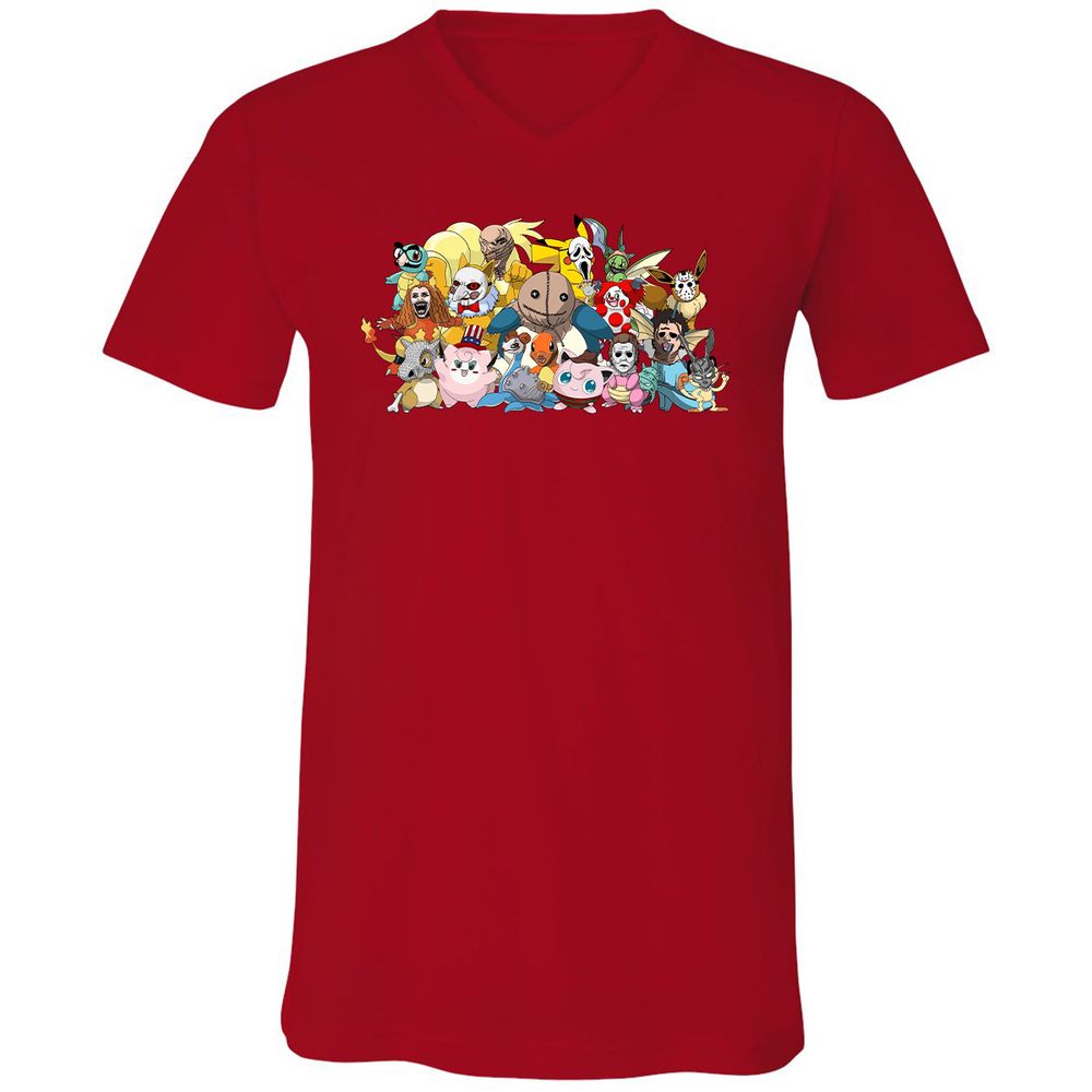 Unisex V-Neck T-Shirt - HCRBQVZ7 - Red - 3