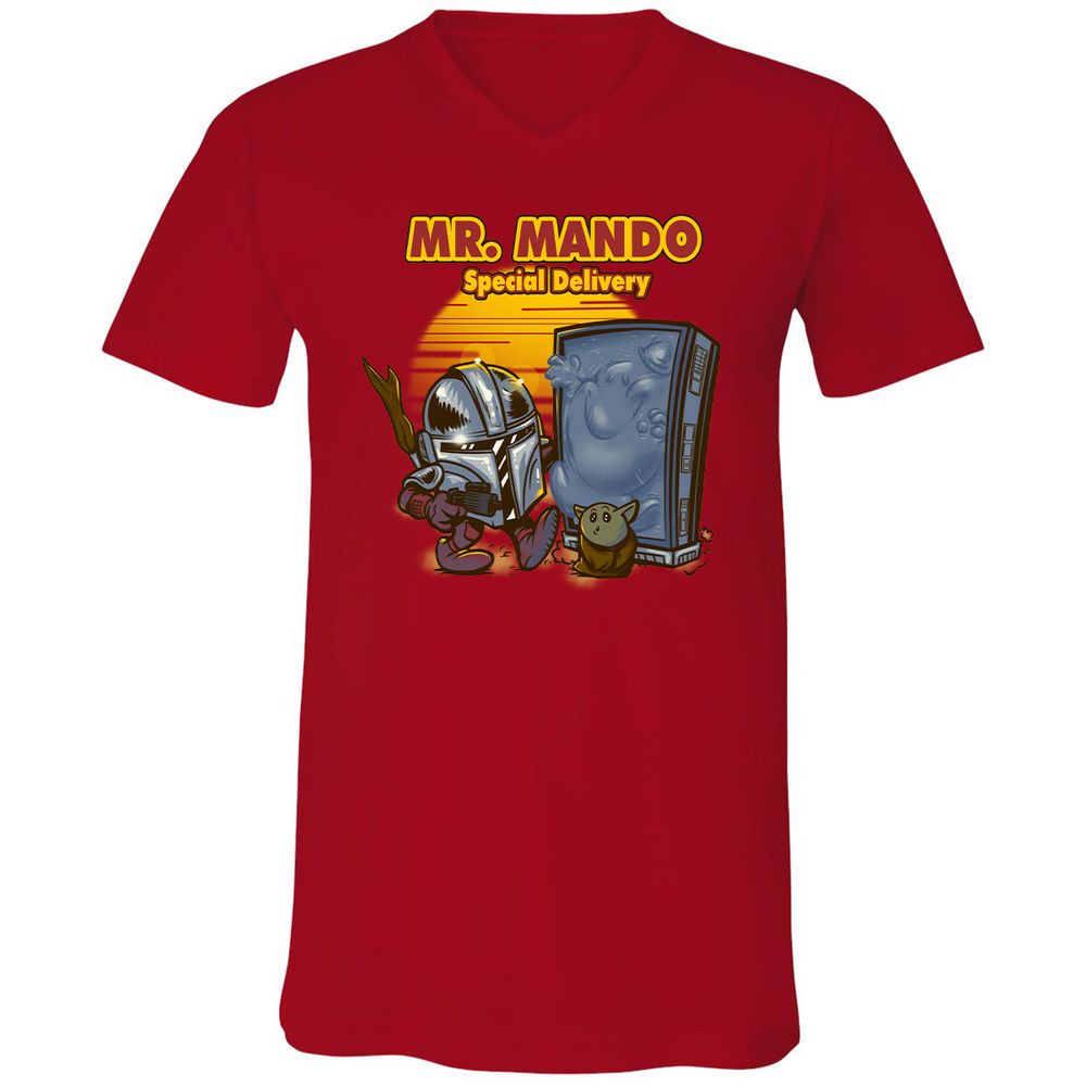 Unisex V-Neck T-Shirt - EPYQS3YE - Red - 3