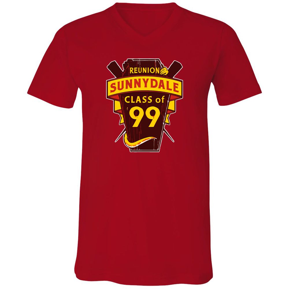 Unisex V-Neck T-Shirt - CFZ3Y9B4 - Red - 3