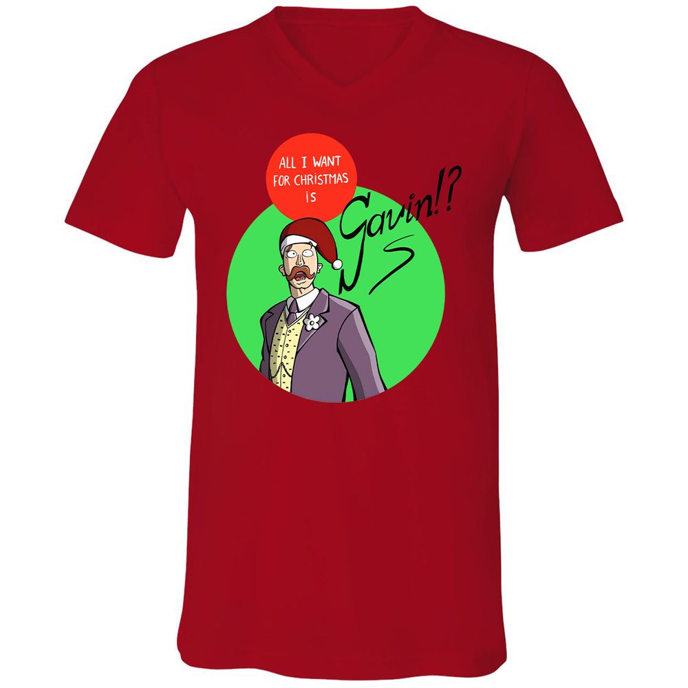 Unisex V-Neck T-Shirt - 6T6VDAM3 - Red - 3