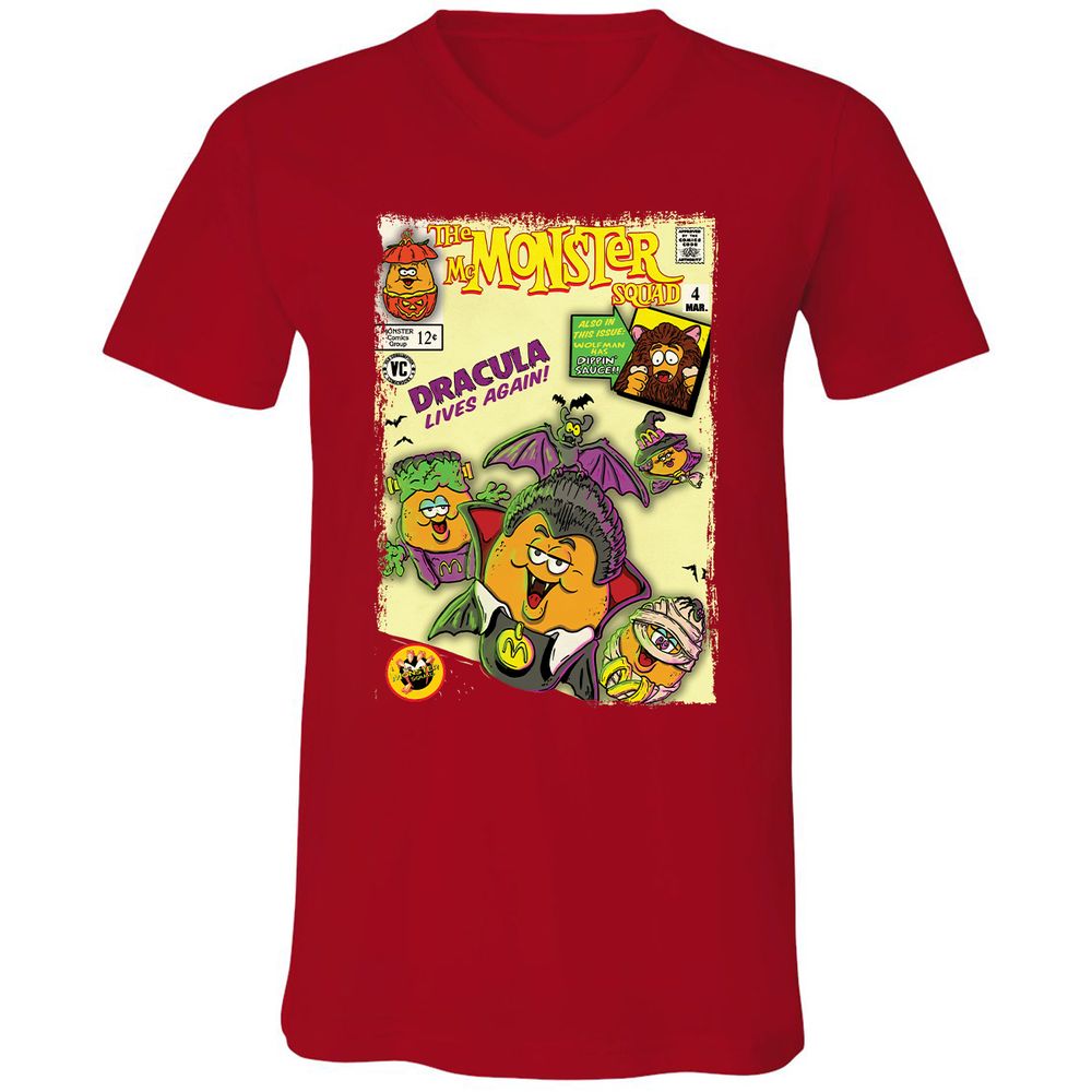 Unisex V-Neck T-Shirt - FUSW7T6Q - Red - 3