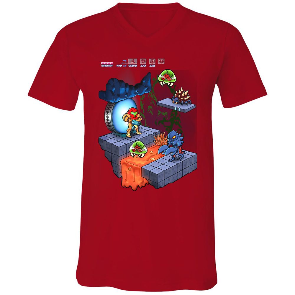 Unisex V-Neck T-Shirt - K3GPFWZM - Red - 3