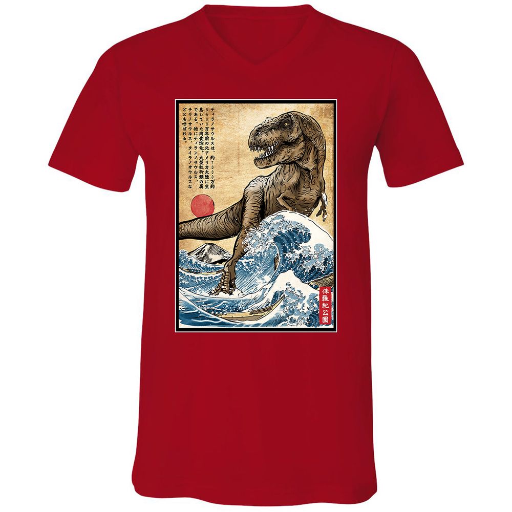 Unisex V-Neck T-Shirt - KWYYWWJY - Red - 3