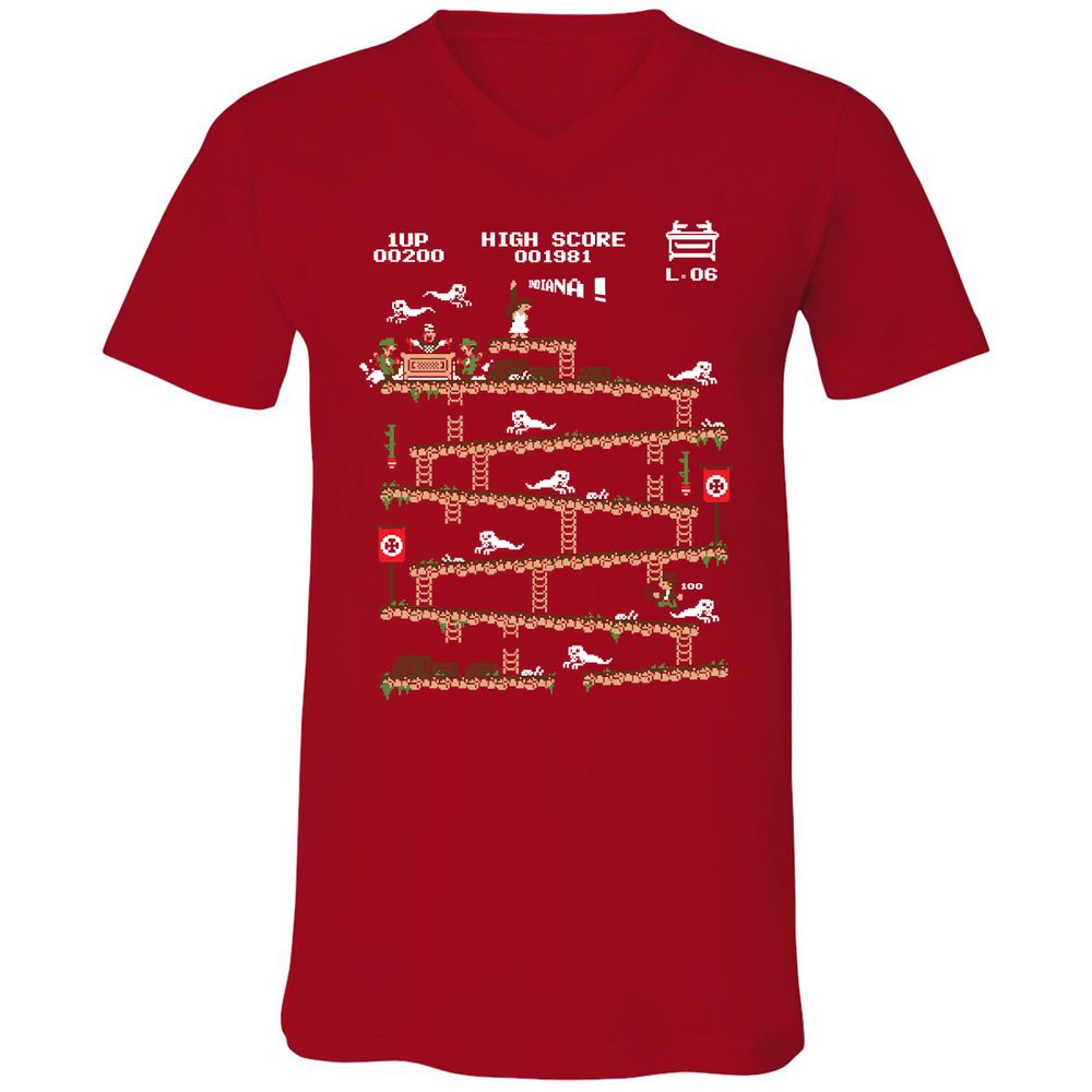 Unisex V-Neck T-Shirt - 34H8G4Y3 - Red - 3