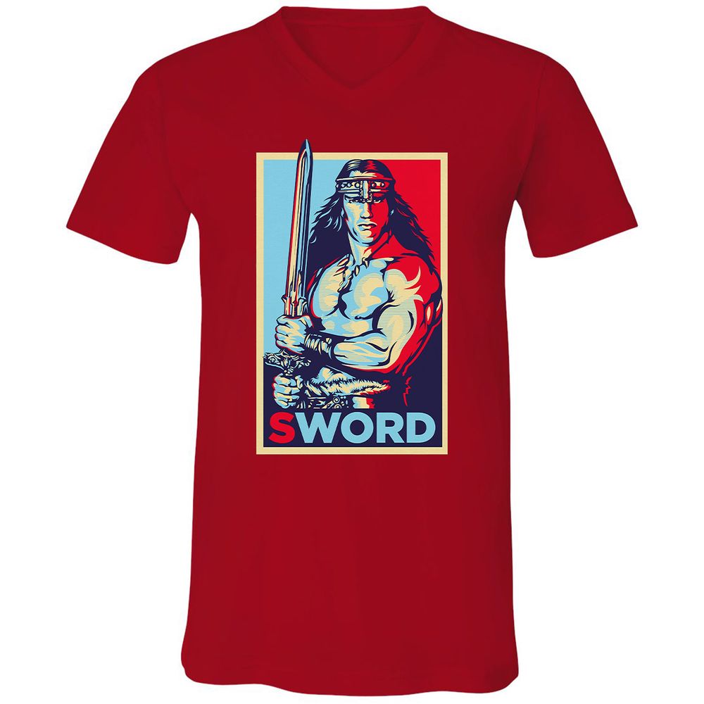 Unisex V-Neck T-Shirt - K8JV657Z - Red - 3