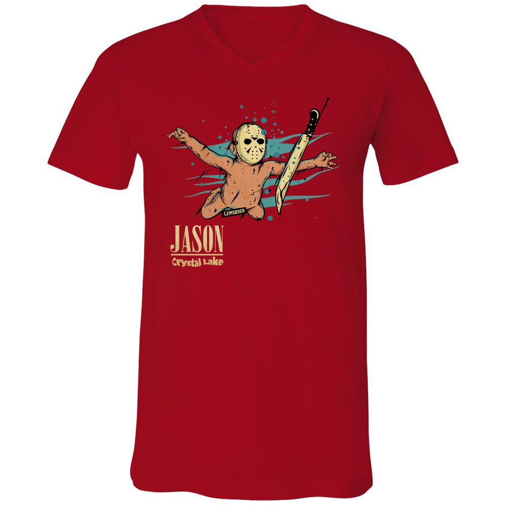 Unisex V-Neck T-Shirt - LG68FVAQ - Red - 3