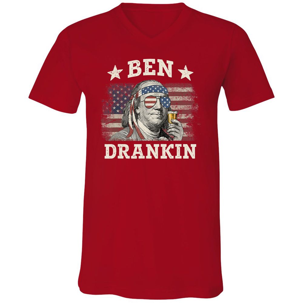 Unisex V-Neck T-Shirt - 915PASXD - Red - 3