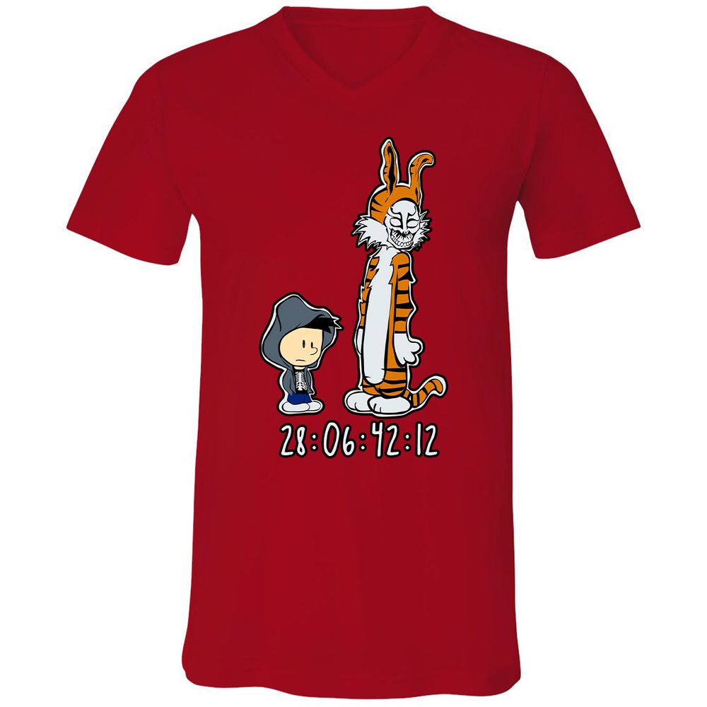 Unisex V-Neck T-Shirt - 7WR3PL36 - Red - 3