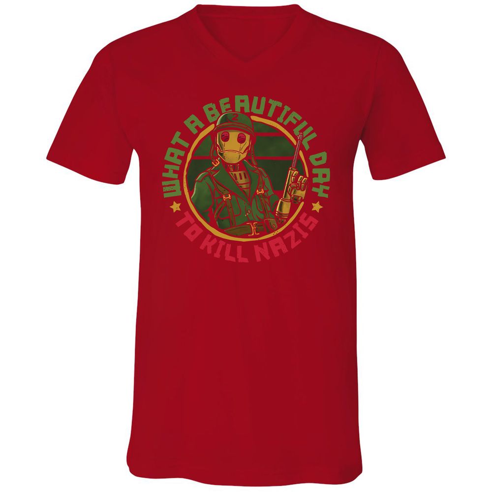 Unisex V-Neck T-Shirt - NLVTLZD2 - Red - 3