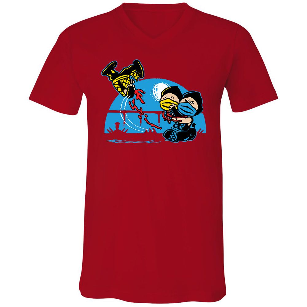 Unisex V-Neck T-Shirt - RCGBQWD8 - Red - 3
