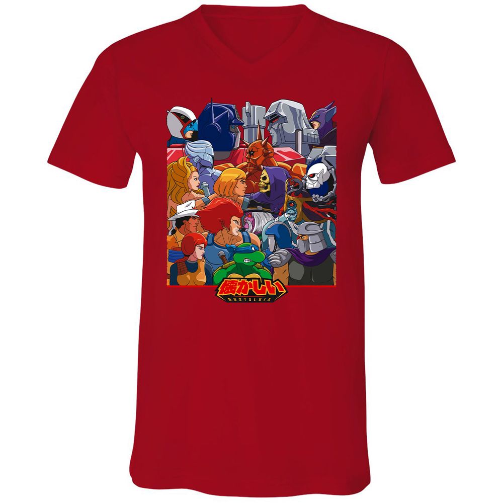 Unisex V-Neck T-Shirt - RGPYEBFQ - Red - 3