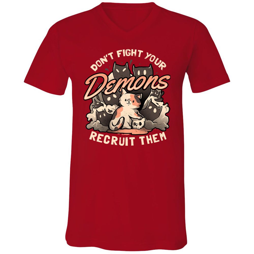 Unisex V-Neck T-Shirt - ZFXYENYW - Red - 3