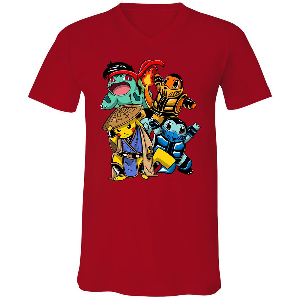 Unisex V-Neck T-Shirt - G2HCQS2F - Red - 3