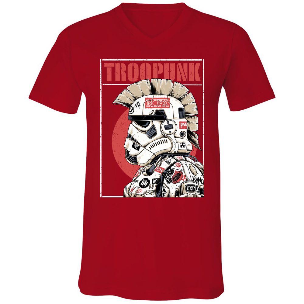 Unisex V-Neck T-Shirt - LF3XM8ZE - Red - 3