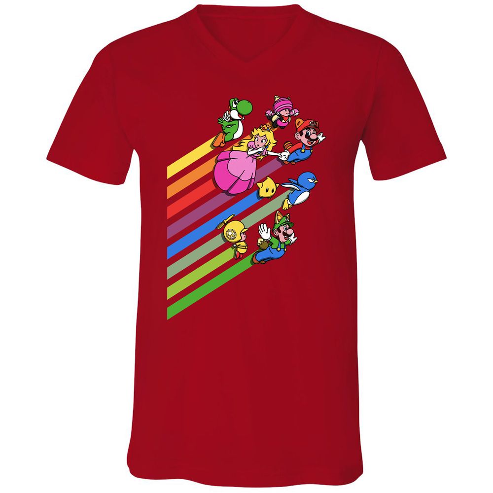 Unisex V-Neck T-Shirt - 87BABBB8 - Red - 3
