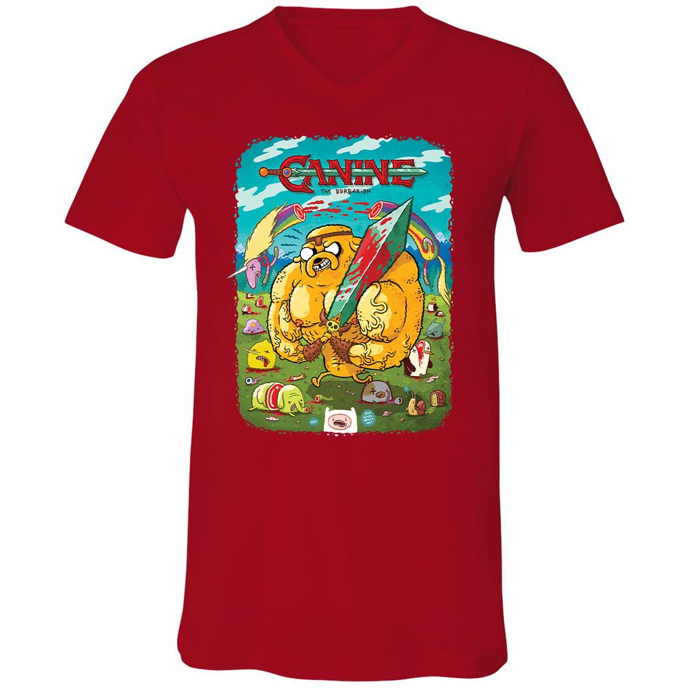 Unisex V-Neck T-Shirt - 4C6LXY9K - Red - 3