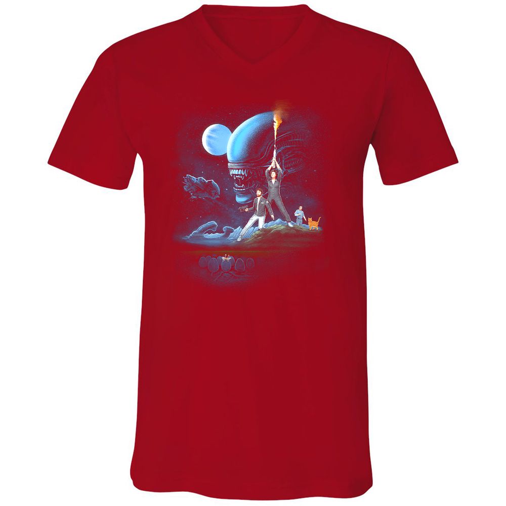 Unisex V-Neck T-Shirt - DJBBM2E9 - Red - 3