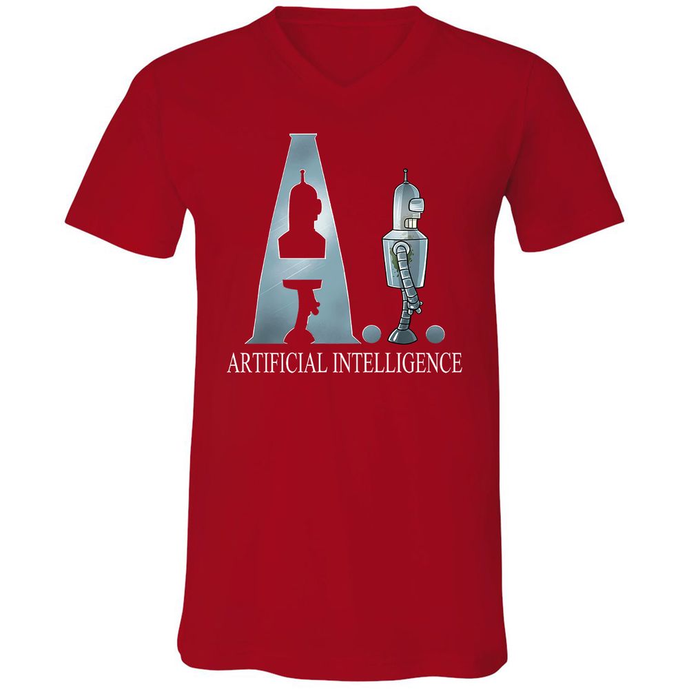 Unisex V-Neck T-Shirt - VZ78RP54 - Red - 3