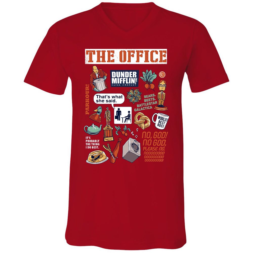 Unisex V-Neck T-Shirt - 3SD8TDVT - Red - 3