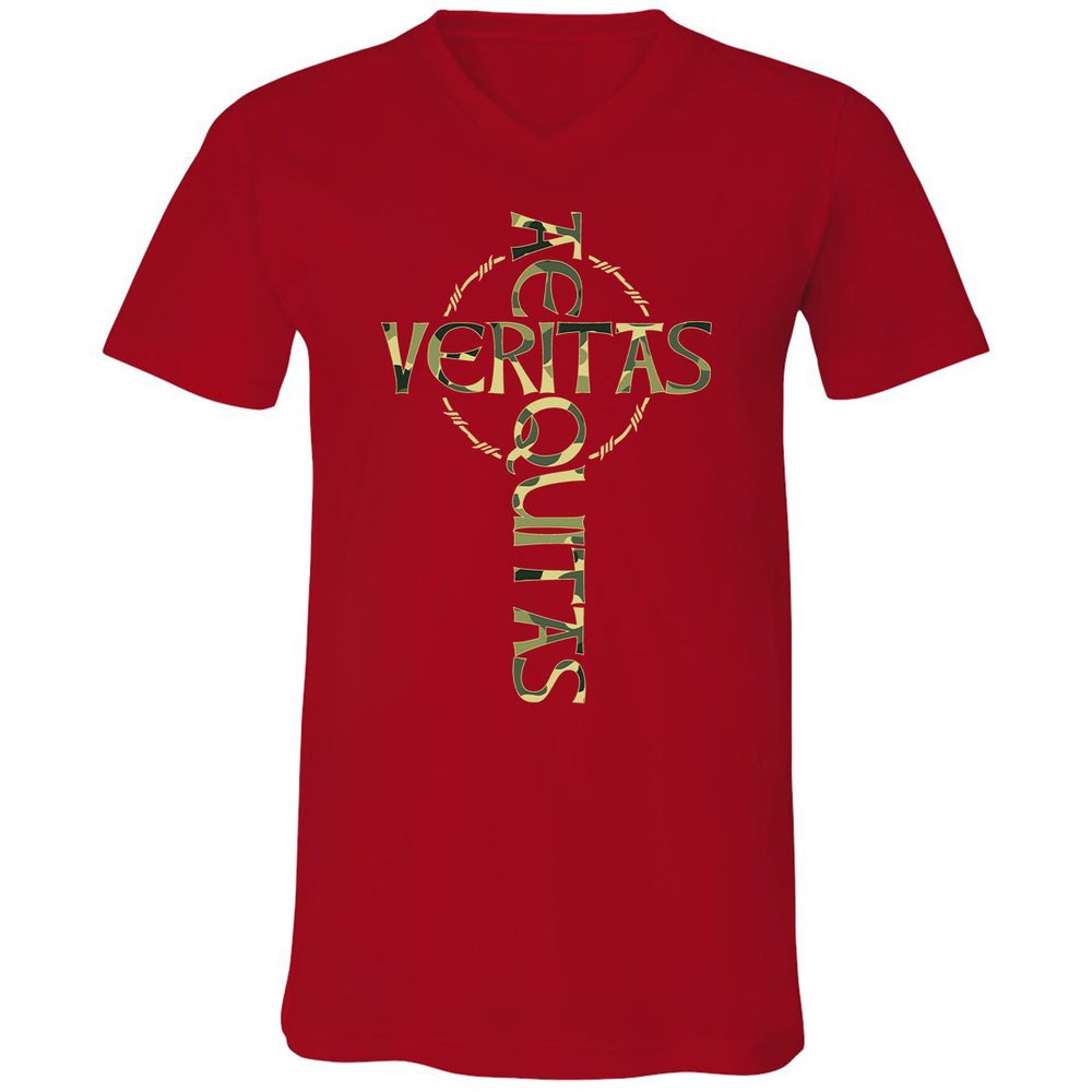 Unisex V-Neck T-Shirt - 9QBZ5HFV - Red - 3