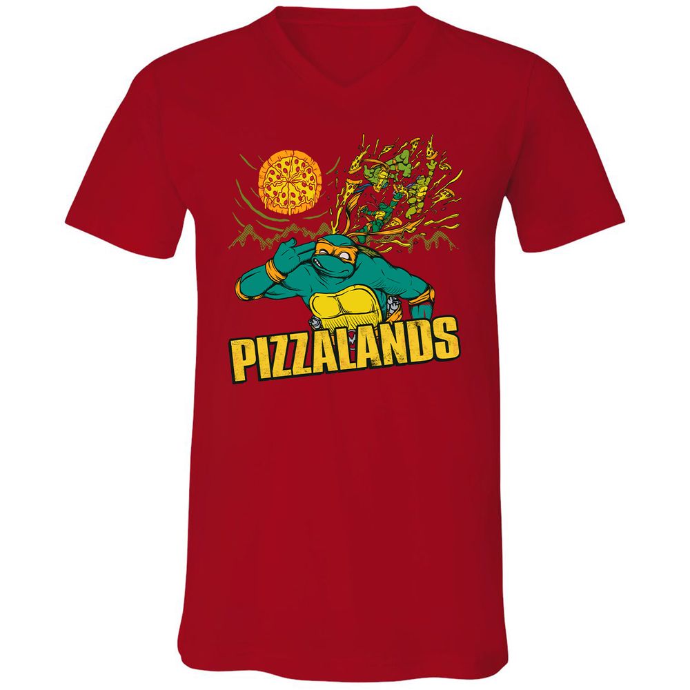 Unisex V-Neck T-Shirt - UQR9CC7Q - Red - 3