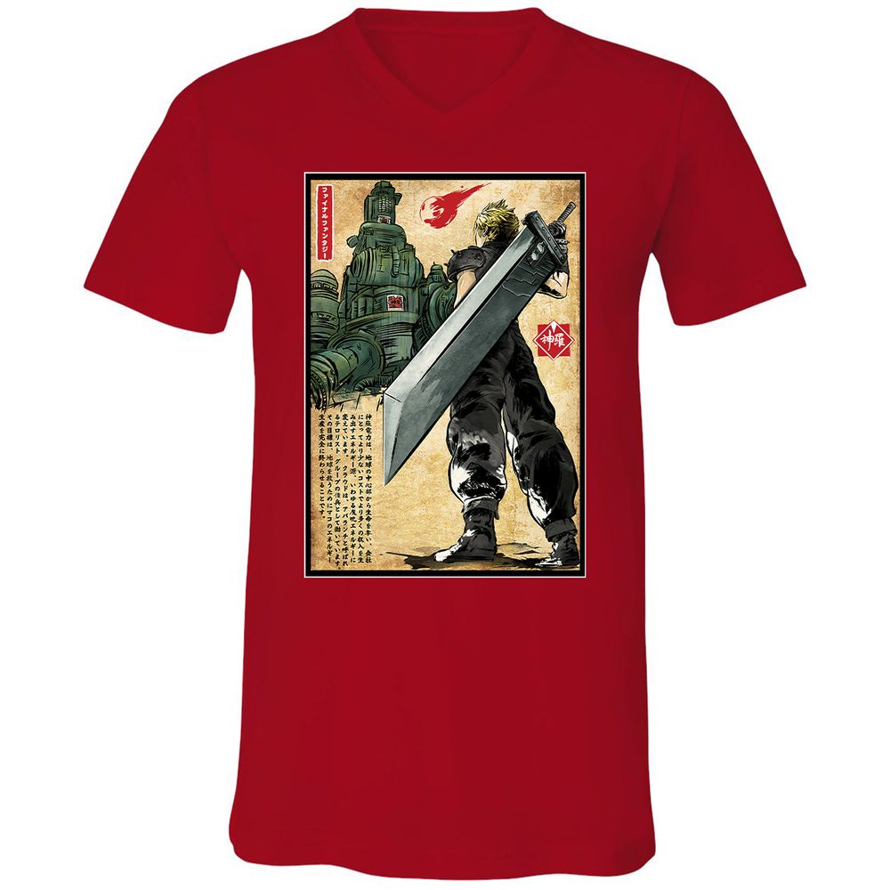 Unisex V-Neck T-Shirt - GKGG8FQ3 - Red - 3