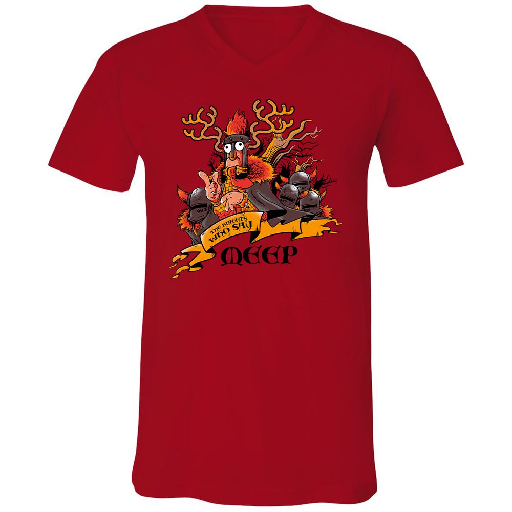 Unisex V-Neck T-Shirt - 7JBZLAWQ - Red - 3