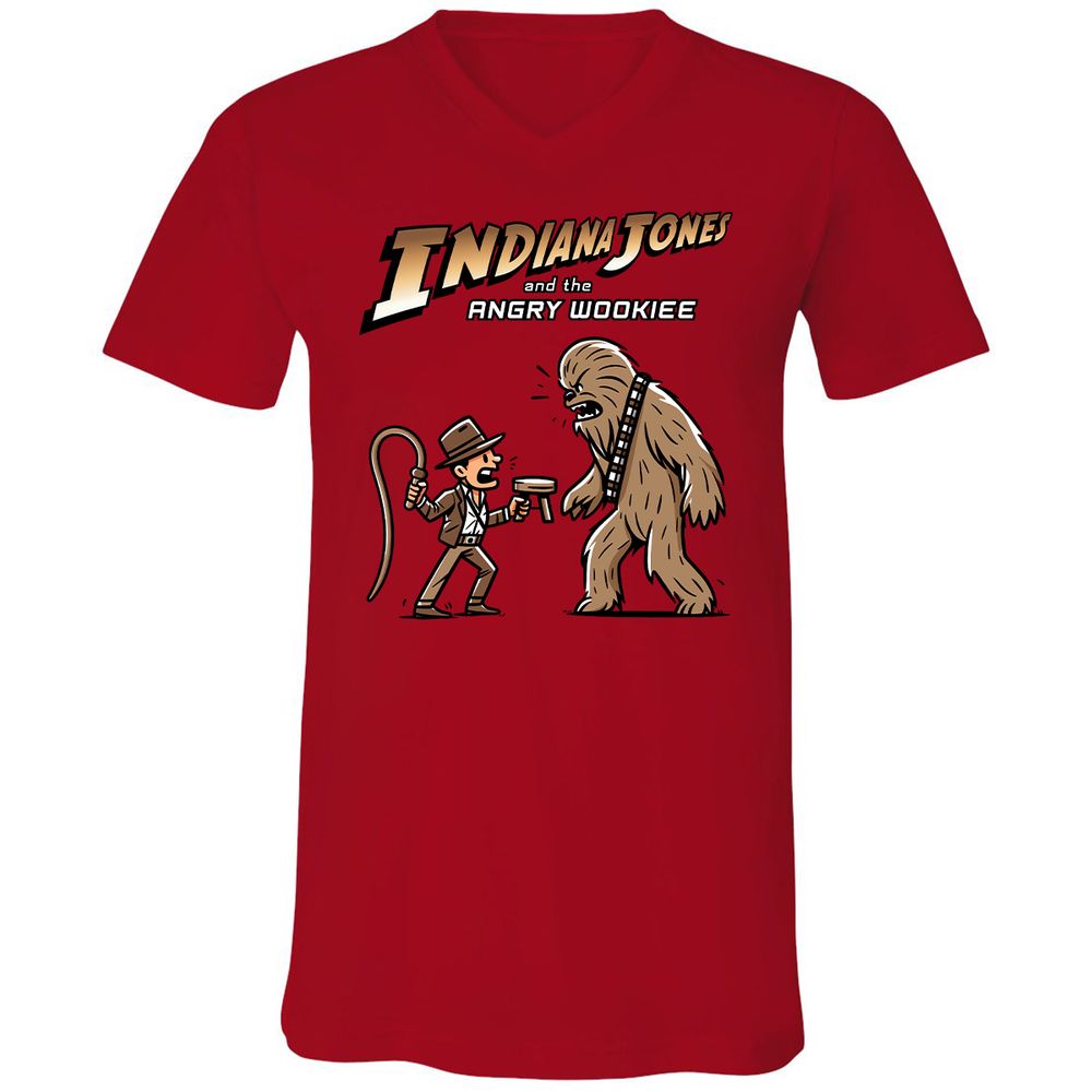 Unisex V-Neck T-Shirt - QVWAJES3 - Red - 3