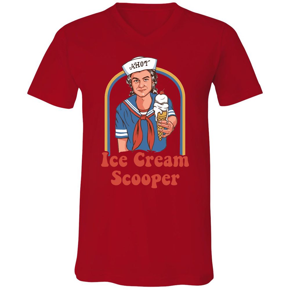 Unisex V-Neck T-Shirt - 7W7LL9UV - Red - 3