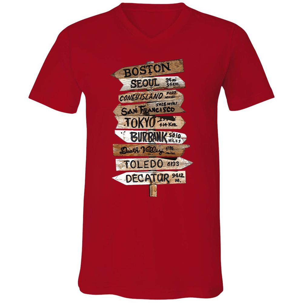 Unisex V-Neck T-Shirt - R1J24H31 - Red - 3