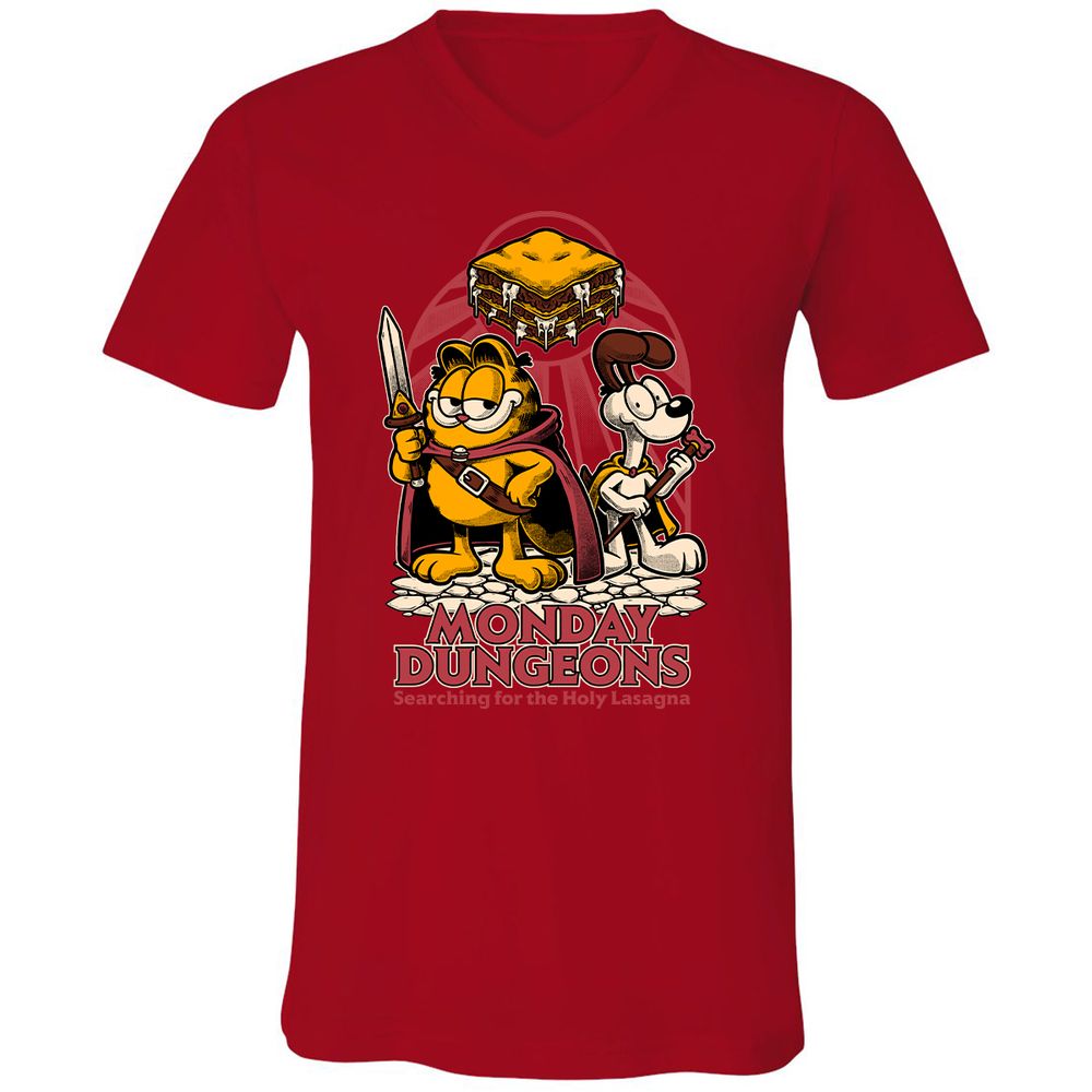 Unisex V-Neck T-Shirt - H6BK1HT7 - Red - 3