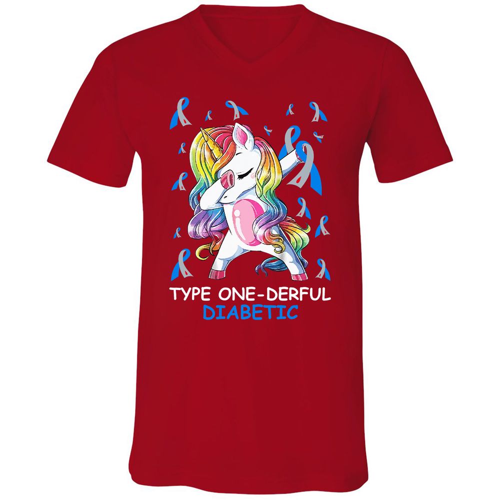 Unisex V-Neck T-Shirt - DN3RWF9Z - Red - 3