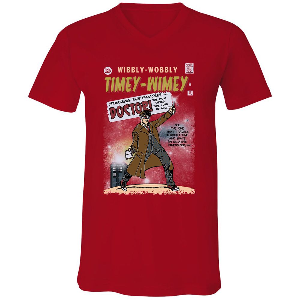Unisex V-Neck T-Shirt - CHHZ8CYK - Red - 3